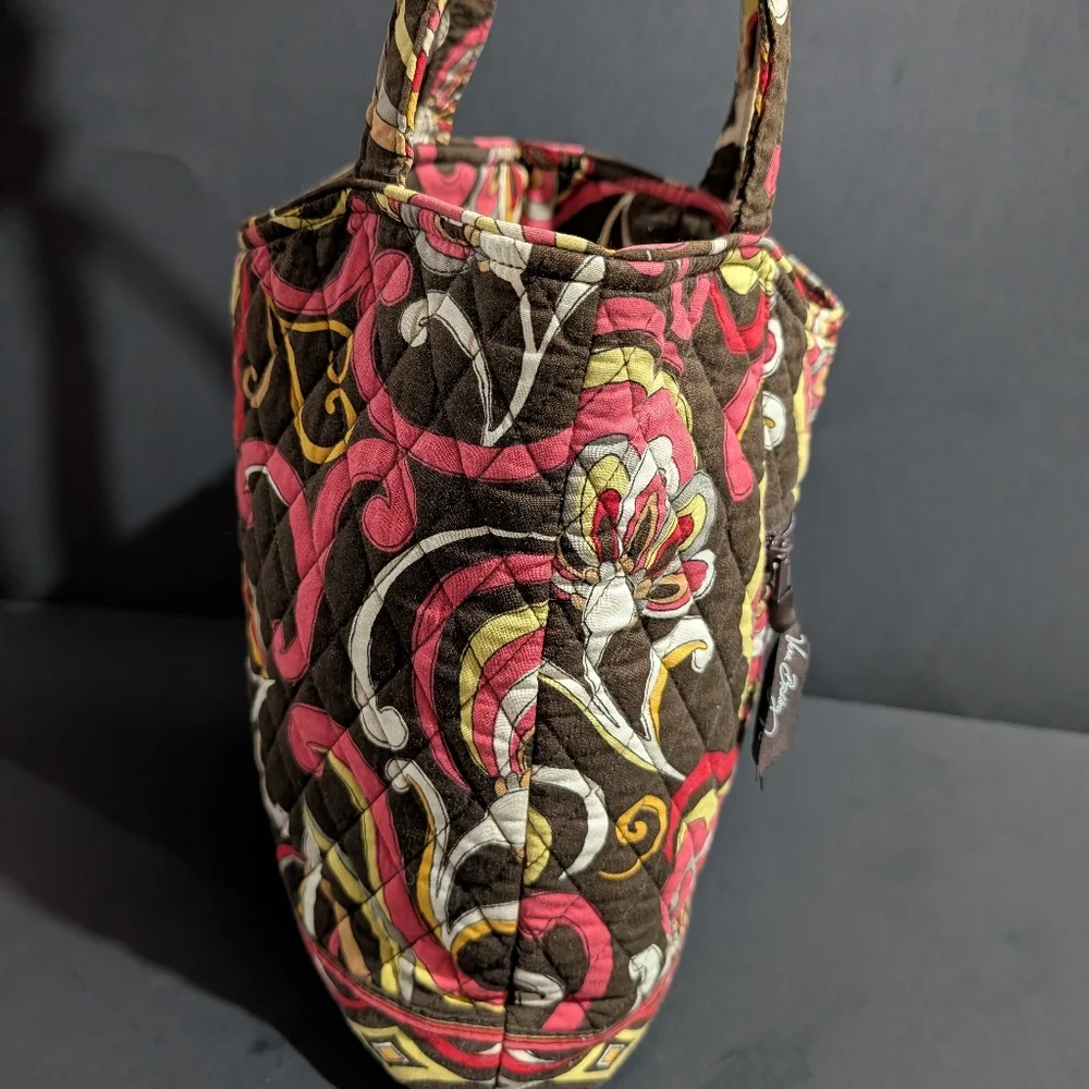 Vera Bradley Puccini Brown Red Flower Shoulder Bag Purse Tote Retired - Picture 4 of 15